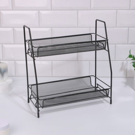 Organizer for storing cosmetics/accessories, two -level, 35 × 17 × 8 cm, black color-4