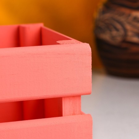 Wooden Kashpo 12 × 11 × 9 cm "odnushka light", double -strip, pink light giving beautifully-3