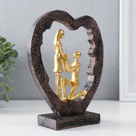 Souvenir Polystone "Lovers in the heart - recognition of love" Gold 16x6x20 cm-1