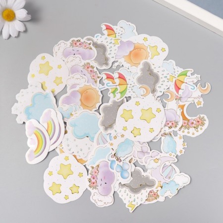 Stickers for creativity "weather phenomena" embossing silver set 48 pcs 9x7x0.8 cm-2