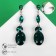 Hanging earrings with “Party” rhinestones path of drops, emerald color in gold, 7 cm