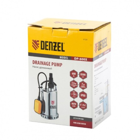 Drainage pump Denzel DP600X, 600 W, rise 7.5 m, 8500 l/h, rental cable 10m-1
