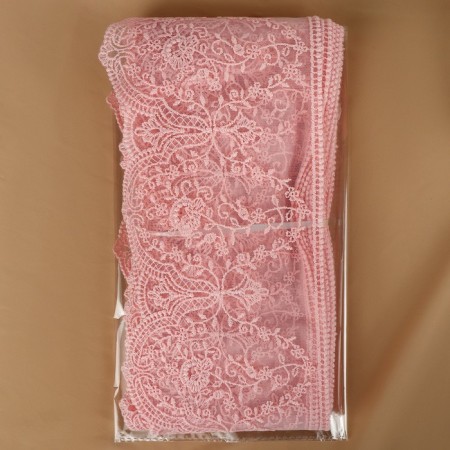 Lace on a grid, 145 mm × 11 ± 1 m, pale pink color-2
