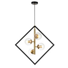 Suspended Indigo lamp, 13005/b/4p Black. 4x40W, e27, 700x700x725/1525 mm, transparent color