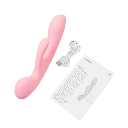 Unrealistic vibrator Satiffyer Triple OH, 24 cm, silicone, pink color-14