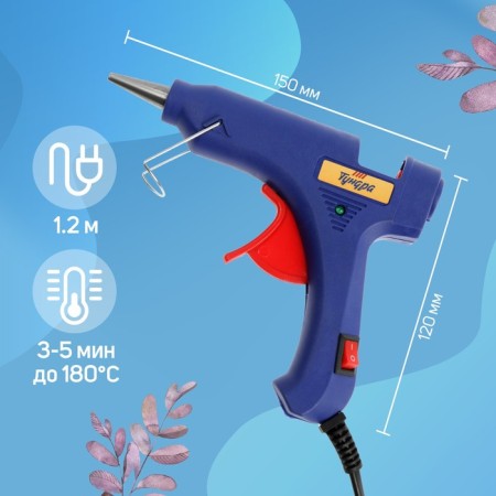 Tundra glue gun, 30 watts, 220 V, switch, indicator, anti -bore, cord 1.2 m, 7 mm-4