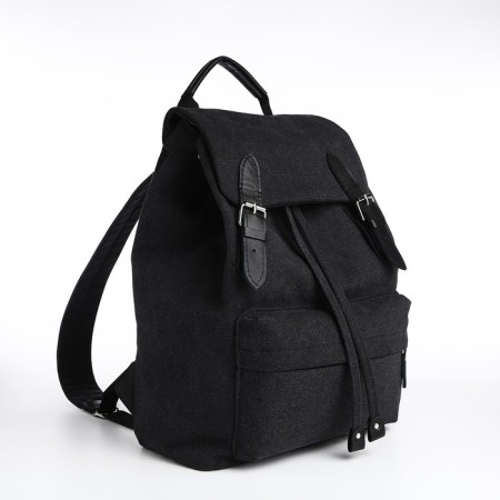 Male City Backpack, Textura, Textile, Black Color
