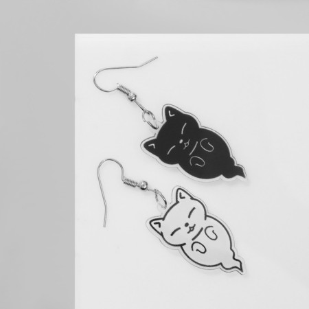 Acrylic earrings "cats" Spirits, black and white color-2