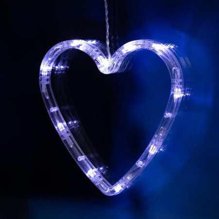 Garland “fringe” 2.4 × 0.9 m with nozzles “heart”, ip20, transparent thread, 186 LED, white glow, 8 modes, 220 V-3