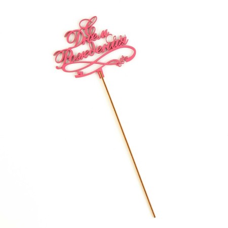 Topper wooden "Happy Birthday" Raspberry 13x9 cm-2