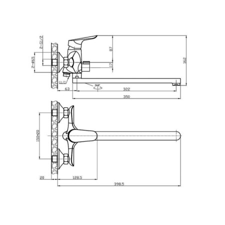 ESKO RIO 31 bath mixer, with a long pour 350 mm, color chromium-1