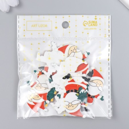 Decor for creativity tree "Grandfather Frost with a Christmas tree" set of 10 pcs 4.2x3.4 cm-4