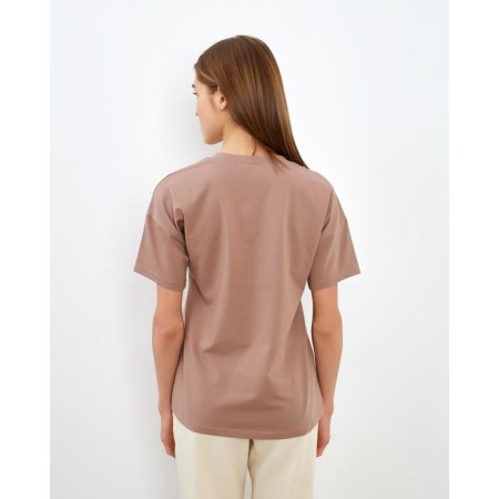 T-shirt female plain Minaku Regular Fit: brown color, river 54-1