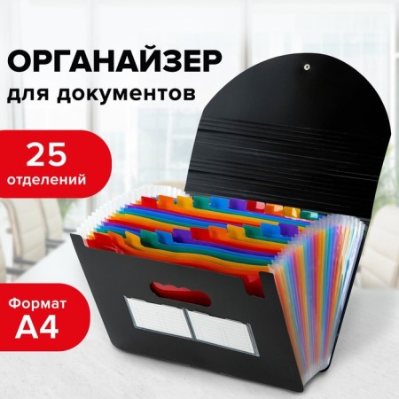 ORGANIZER folder for papers and documents on elastic bands, 25 departments, Brauberg Docs, A4, Chern 271151-9