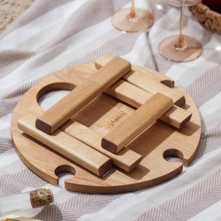 Table - a tray for wine with a menage and folding legs ADELICA, 3 persons, d = 32 × 2.8 cm, birch-3