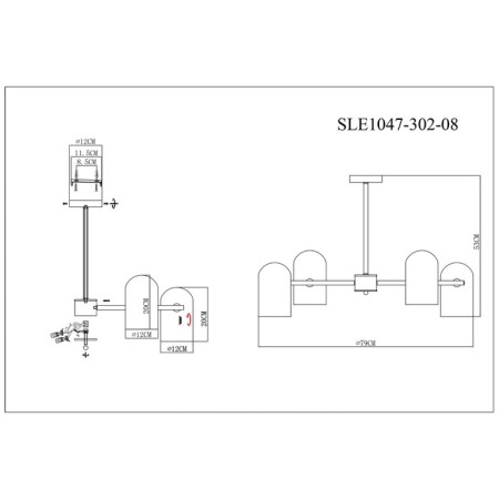 Ceiling EVOLUCE lamp. Sle1047-302-08. Nobilia. 8x40 W, E14, 82x82x52.5 cm, bronze color-5