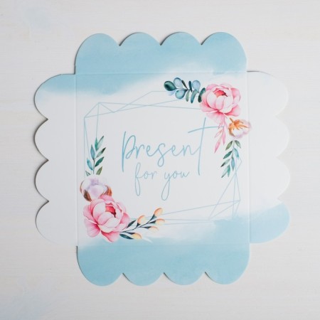 Cookie box, confectionery packaging with PVC lid, Present for You, 13 x 13 x 3 cm-2