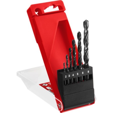 Set of drill on metal bison, p4m2, cylindrical shank, 2-8 mm, 6 pcs, class B, case
