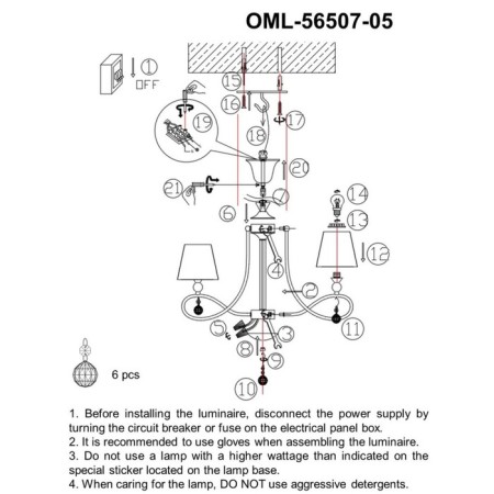 Suspended chandelier Farneta E14 300W-7
