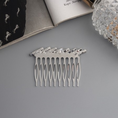 Hair crest "Medea" strip diagonal, 6 × 4.5 cm, silver-1
