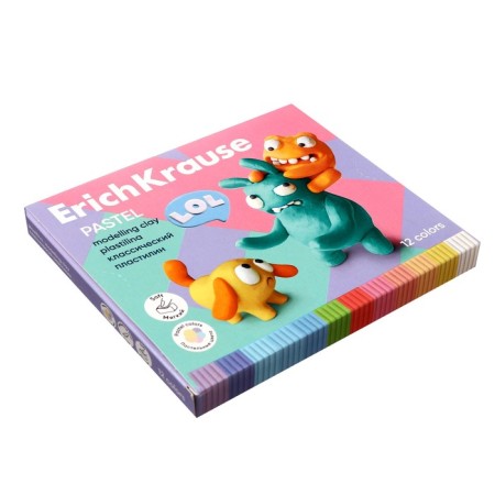 Plasticine 12 colors, 216 g, Erichkrause "Jolly Friends Pastel", with a stack, in cardboard packaging-4