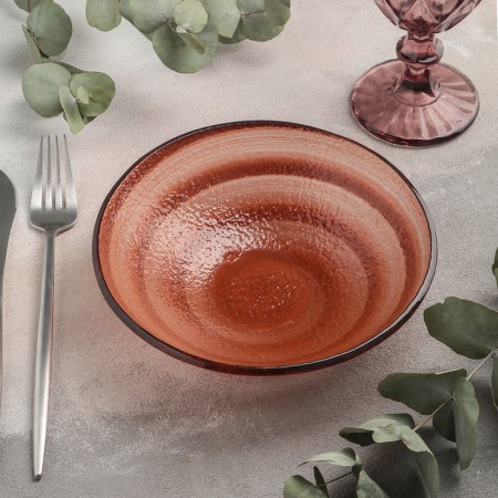 Glass salad magistro "caramel", d = 18 cm, orange color