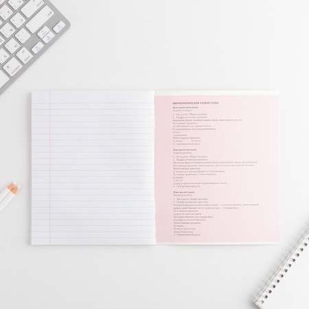 An objective note 48 sheets, A5, pink series, from reference. mat. “September 1: Russian language”, cover coated cardboard 230 gr., Inner block in the line of 80 gr., White is 96%-3