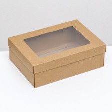 The box is folding, the lid is, with a window, craft, 21 x 15 x 7 cm