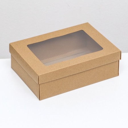 The box is folding, the lid is, with a window, craft, 21 x 15 x 7 cm