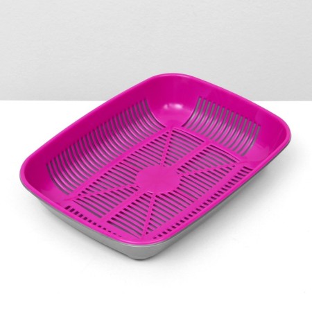 Rounded toilet with a mesh of 33.5 x 25 x 6 cm, Magenta/Gray-1