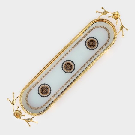 Fan -45 × 13 × 6 cm standing stand stand, gold metal color-1