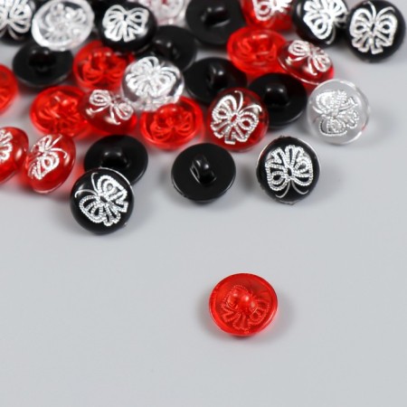 Buttons plastic on midnight "Silver butterfly" Color Mix set 40 pcs 1.2x1.2 cm-2