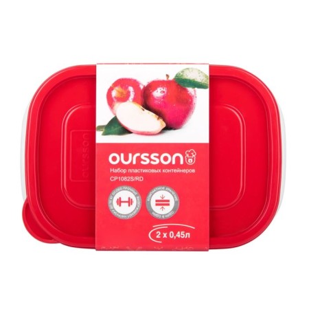 A set of plastic containers Oursson, 450 ml, CP1082S/RD, 2 pcs.-2