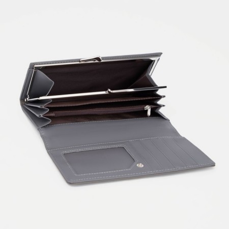 Women's wallet on the button, gray color-2