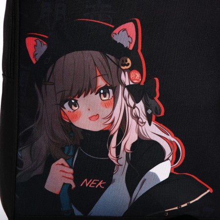 School textile Backpack "Anime Girl", 38x14x27 cm, black color-3