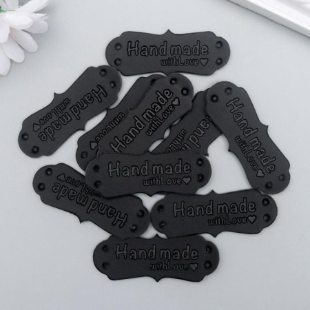 Handmade tag, skin, black color 1.5x4 cm-2