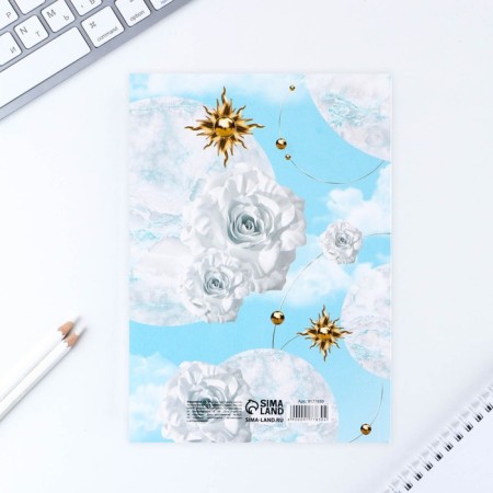 Diary in the thin cover “From March 8, white roses, A5, 80 liters-6