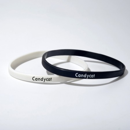 Silicone Bracelet "Demetrons" Heart, set 2 pcs., White-black color, 6 cm-1