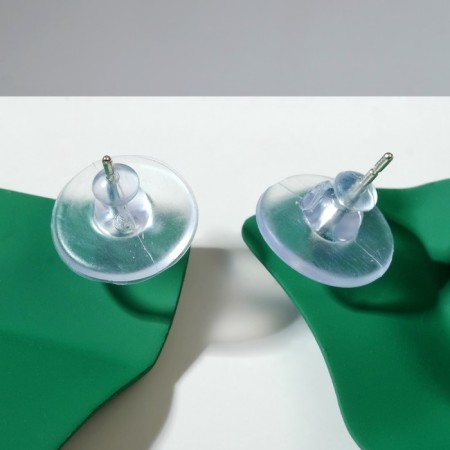 Earrings Metal "brightness" rhombus, dark green color-2