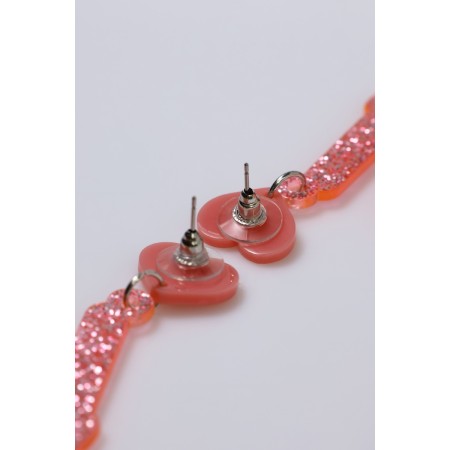 Acryl Love earrings, sparkles, coral color-6