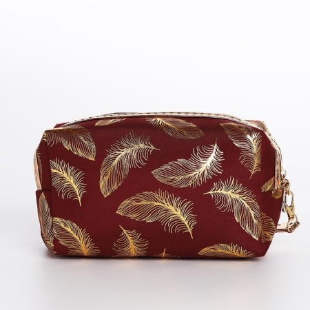 Cosmetic bag with lightning, burgundy color-1