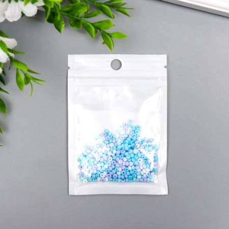Glass 8/0 "Marshmallow. Matte. Melange. Blue" 10 g-2