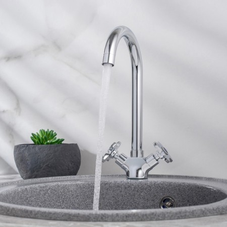 Kitchen mixer RMS SL115-274F, two-wound, fastening nut, high spout, chrome-3