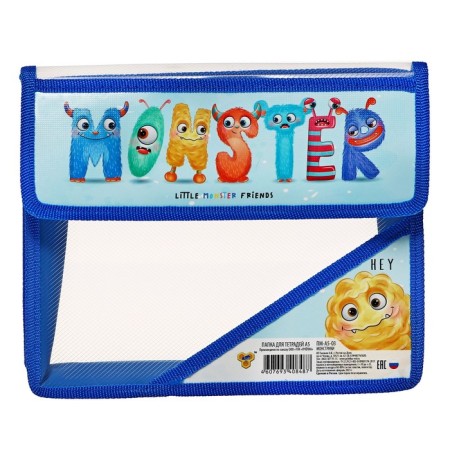 A5 notebook folder (230 x 190 x 50 mm), with Velcro valve, plastic/textiles, PM-A5-03 "Montstrika"