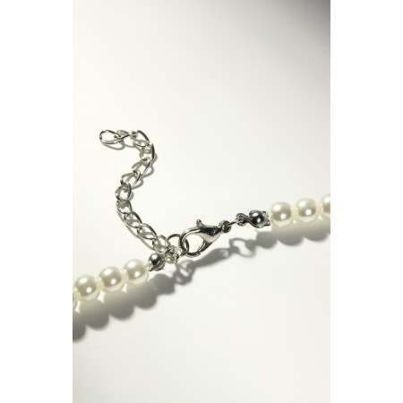 Pearl beads "Bride" with rhinestones, ball No. 10,12, milk color, l = 45 cm-3