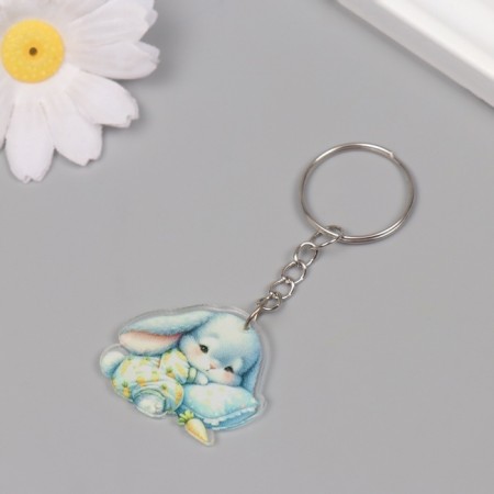 Acryl keychain "Baby Bunny in a pajamas falls asleep" 2.9x3.4x0.3 cm-1