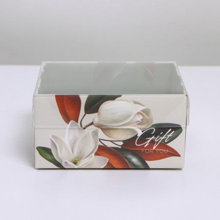 Box for confectionery products with PVC Lid "Flowers", 11.5 x 11.5 x 6 cm-1