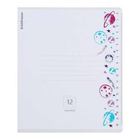 Notebook of 12 sheets in the Erichkrause "Ruler Hobby" line, cover coated cardboard, offset block, mix-2