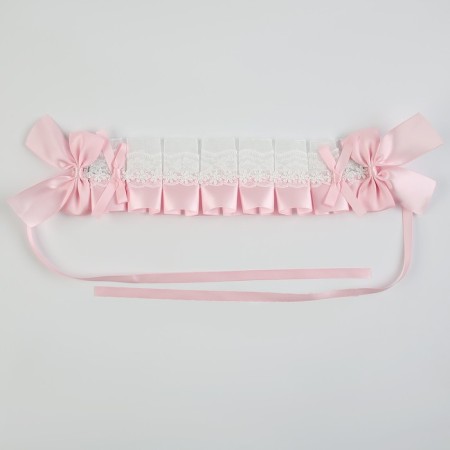 Lolita carnival bandage, pink color with white lace-2