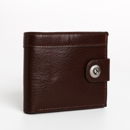 Male purse on a magnet, department for bills, for maps, for coins, brown color